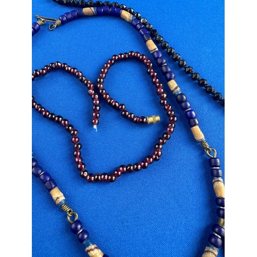 14 - Vintage Jet Necklace, Garnet Necklace a/f & one other Vintage Necklace