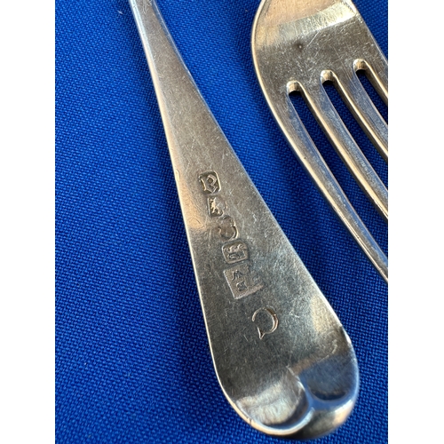 29 - Set of Five Hallmarked Silver Georgian Forks by James Barber & William Whitwell, London 1816 - 178g