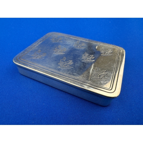 57 - Hallmarked Silver Tobacco Tin, Wakely & Wheeler, London 1947 - 165g