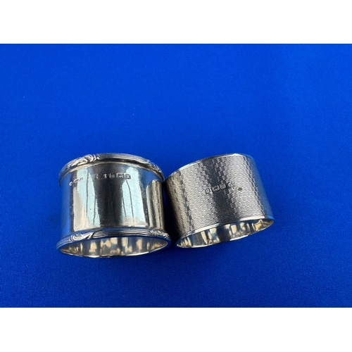 8 - Two Hallmarked Silver Napkin Rings 59.91g