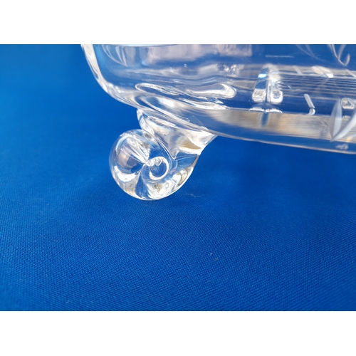 587 - Cut Glass Octagonal Fruit Bowl with Snail Feet - 26cm x 18cm