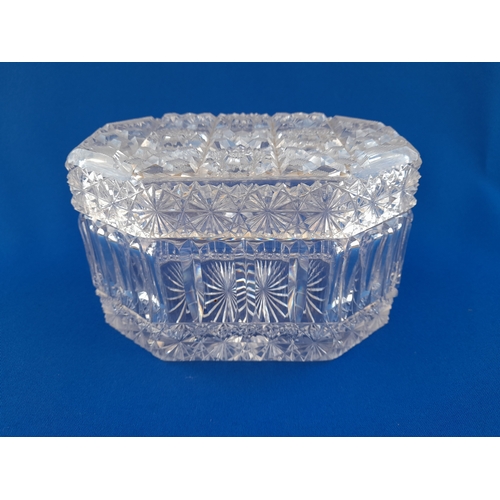 588 - Hobnail Cut Glass Trinket Box/Jewellery Casket - 18cm x 12cm