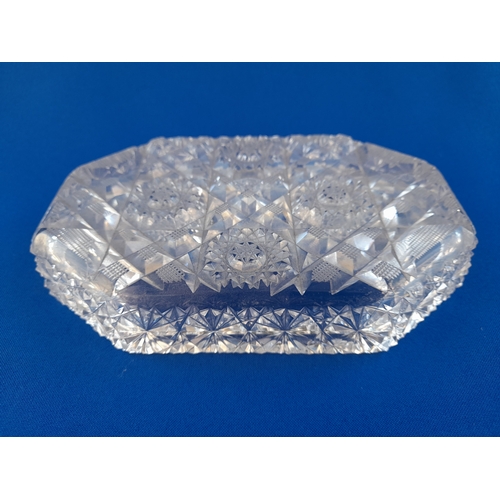 588 - Hobnail Cut Glass Trinket Box/Jewellery Casket - 18cm x 12cm