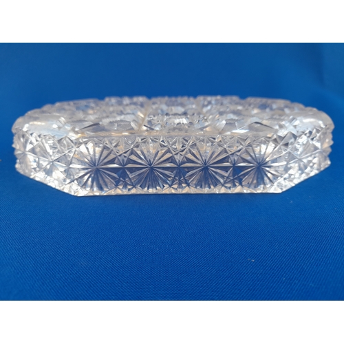 588 - Hobnail Cut Glass Trinket Box/Jewellery Casket - 18cm x 12cm