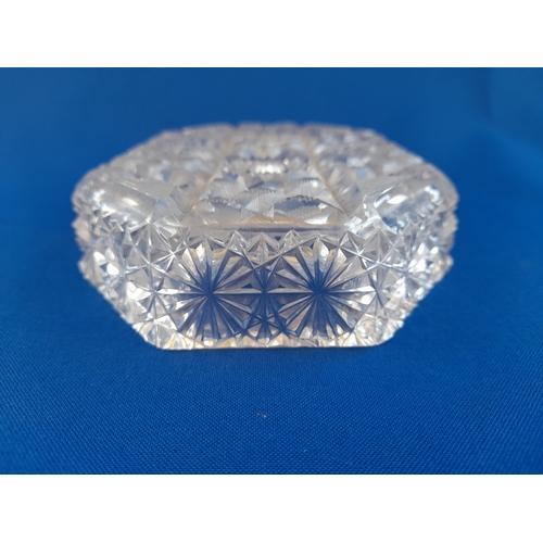 588 - Hobnail Cut Glass Trinket Box/Jewellery Casket - 18cm x 12cm