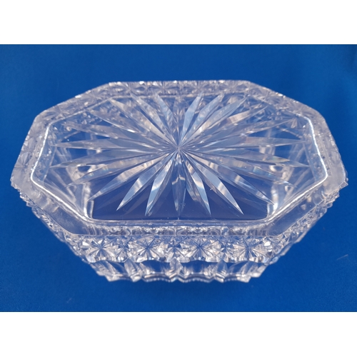 588 - Hobnail Cut Glass Trinket Box/Jewellery Casket - 18cm x 12cm