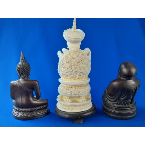 457 - Three Composite Buddha and Deity Figures