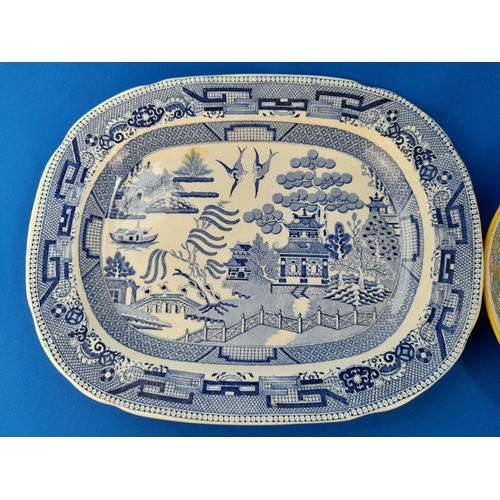 543 - Two Serving Platters including Minton and one willow pattern example - A/F