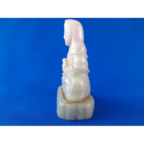 524 - Jade Taoism Deity Carving - possibly Guanyin, 9.5cm tall