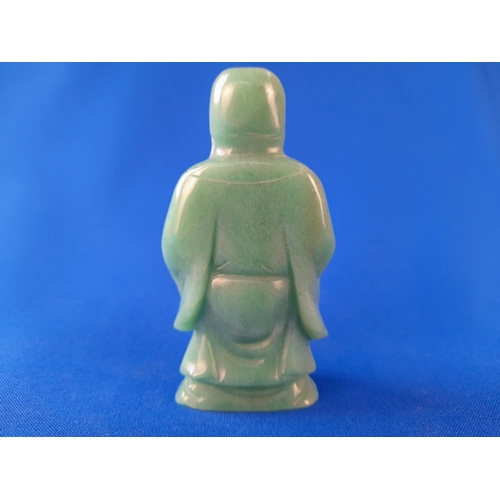 526 - Chinese Carved Jade Immortal Figure with Markings - 9.5cm tall