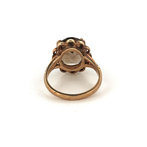 4 - 9ct Gold & Faceted Citrine Ring, Birmingham 1977, size K - 3.5g