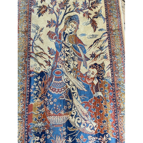 489 - Small Vintage Pictorial Isfahan Rug (113cm / 68cm)