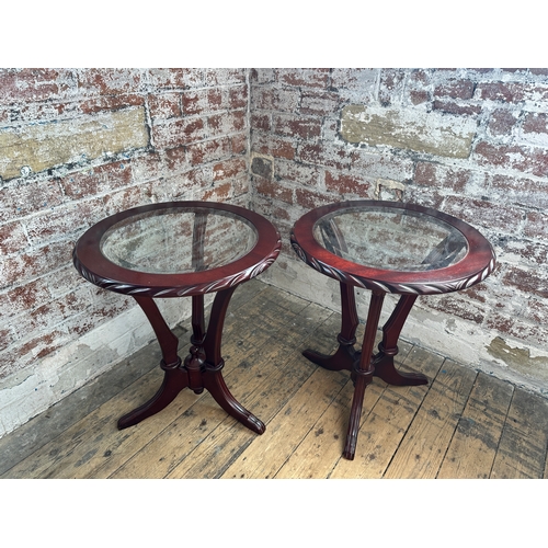 859 - Pair of Glass Topped Side / Lamp Tables