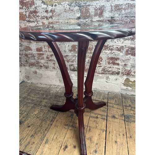 859 - Pair of Glass Topped Side / Lamp Tables