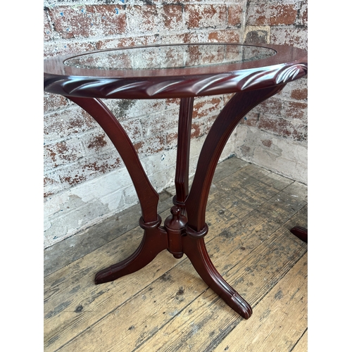 859 - Pair of Glass Topped Side / Lamp Tables