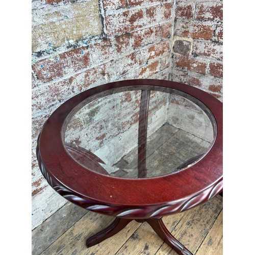 859 - Pair of Glass Topped Side / Lamp Tables