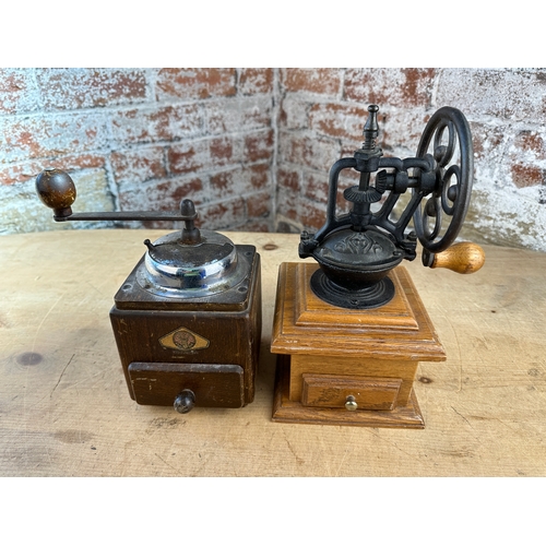 480 - Two Hand Crank Coffee Grinders one Vintage