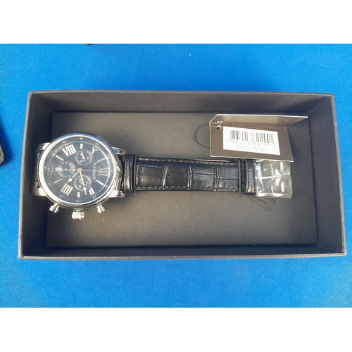 234 - Boxed As New Earnshaw Regency Blue Automatic Wrist Watch and Wallet Set ES-0016-SETA-02