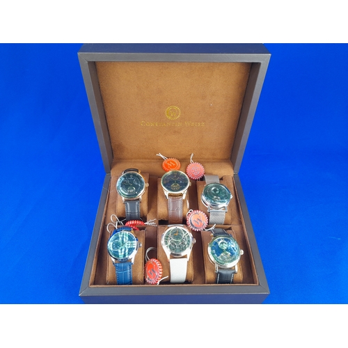 245 - Constantin Weisz 6 Place Watch Box with 6 As New Constantin Weisz Watches