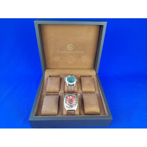 256 - Constantin Weisz 6 Place Watch Box with 2 As New Limited Edition Automatic Wrist Watches