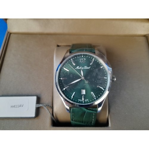 257 - Boxed Mathey-Tissot Mens Urban Green Wrist Watch H411AV