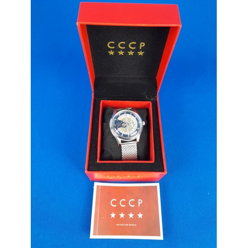 270 - Boxed CCCP Sputnik-2 Blue Automatic Wrist Watch CP-7026-11