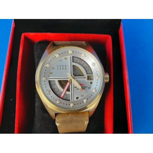 273 - Boxed CCCP Shchuka White Automatic Wrist Watch CP-7031-07