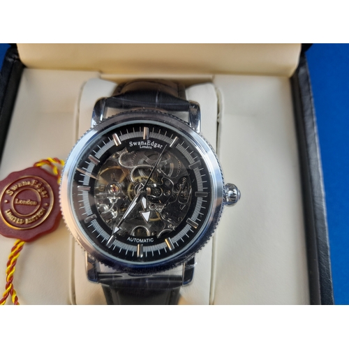 182 - Boxed As New Swan & Edgar Automatic Skeleton Gents Wrist Watch - serial no. SE10064011