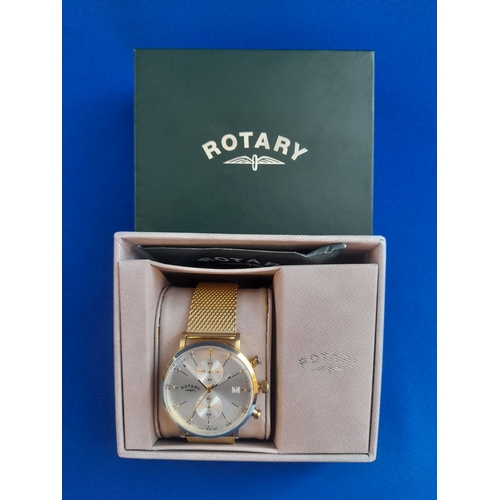 185 - Boxed Rotary Gold Plated Chronograph Gents Wrist Watch - serial no. GB00303/0(16346)