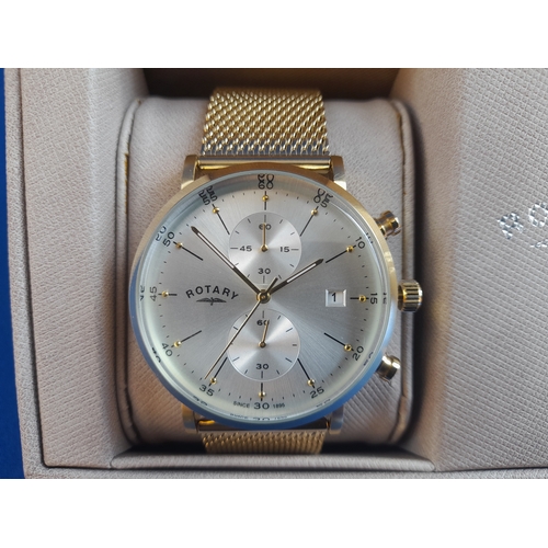 185 - Boxed Rotary Gold Plated Chronograph Gents Wrist Watch - serial no. GB00303/0(16346)