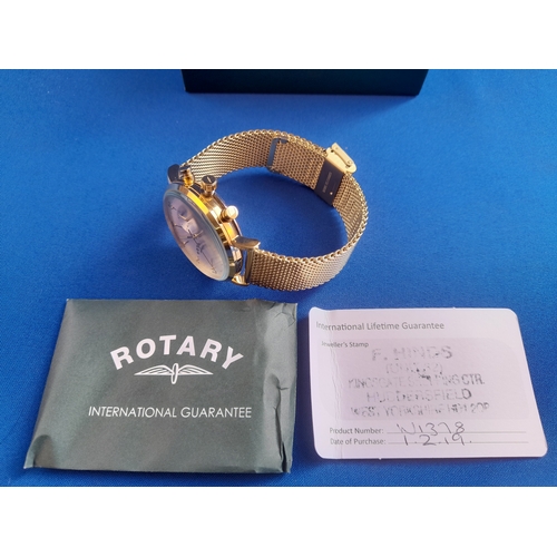 185 - Boxed Rotary Gold Plated Chronograph Gents Wrist Watch - serial no. GB00303/0(16346)