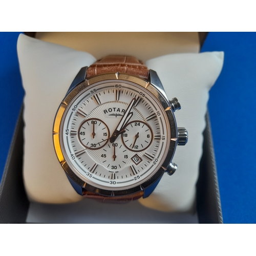 188 - Boxed Rotary Two Tone Chronograph Wrist Watch - serial no. GS00291/06(15035)