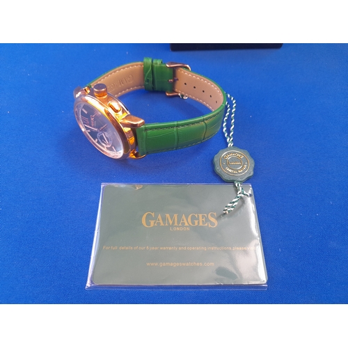 192 - Boxed Gamages Limited Edition Vibrant Calendar Automatic Green Wrist Watch - serial no. GM10099301