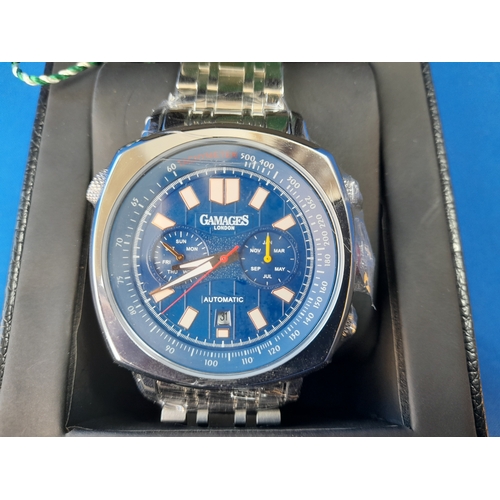 201 - Boxed As New Gamages Limited Edition Automatic Wrist Watch with Spare Links - serial no. GM10110289