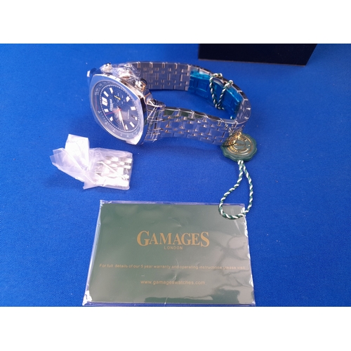 201 - Boxed As New Gamages Limited Edition Automatic Wrist Watch with Spare Links - serial no. GM10110289