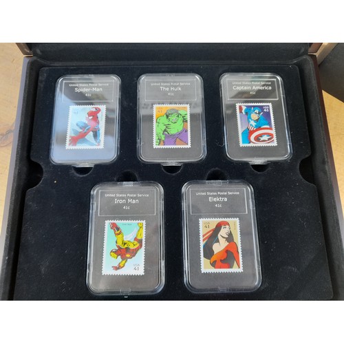 500 - Cased Set of 5 Marvel Comics Super Heroes Capsule Stamps