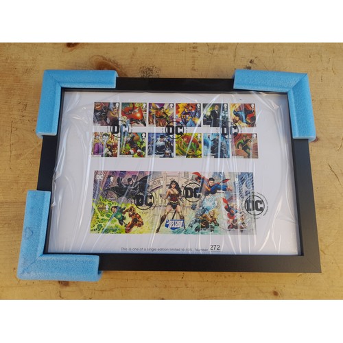 501 - Framed Royal Mail First Day of Issue DC Justice League Stamps – limited edition 272/495