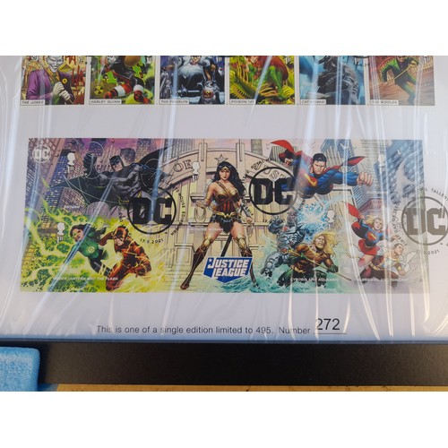 501 - Framed Royal Mail First Day of Issue DC Justice League Stamps – limited edition 272/495