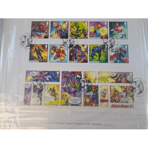 502 - Framed Royal Mail First Day of Issue Marvel Stamps – limited editions 166/495 and 0083/2495