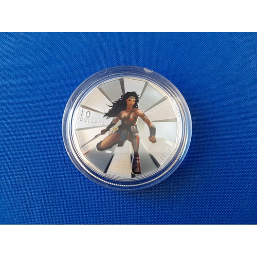 504 - Boxed Royal Canadian Mint Wonder Woman $10 Fine Silver Coin – 15.87g nominal metal weight, 34mm diam... 