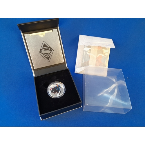 505 - Boxed Royal Canadian Mint Superman $10 Fine Silver Coin – 15.87g nominal metal weight, 34mm diameter