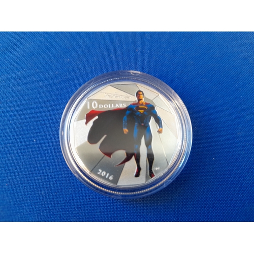 505 - Boxed Royal Canadian Mint Superman $10 Fine Silver Coin – 15.87g nominal metal weight, 34mm diameter