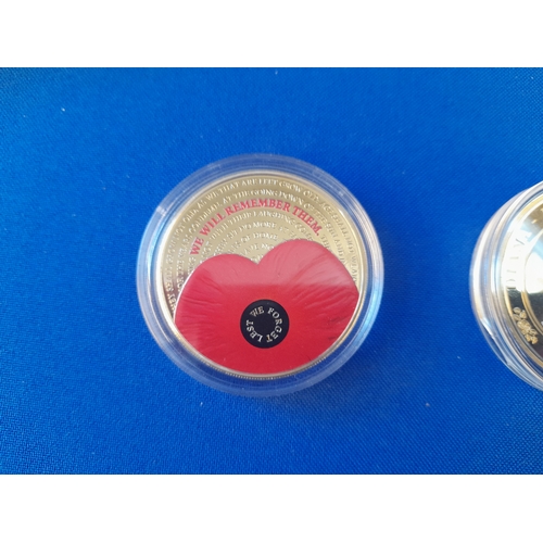 506 - Boxed Proof Remembrance Poppy £5 Coin and Cook Islands Princess Diana One Dollar