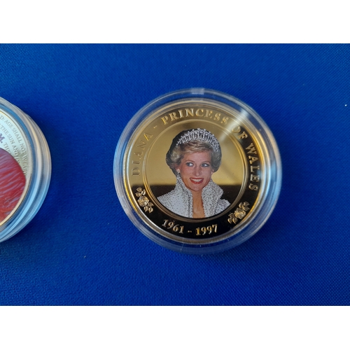 506 - Boxed Proof Remembrance Poppy £5 Coin and Cook Islands Princess Diana One Dollar