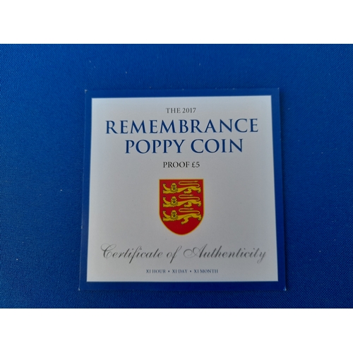 506 - Boxed Proof Remembrance Poppy £5 Coin and Cook Islands Princess Diana One Dollar