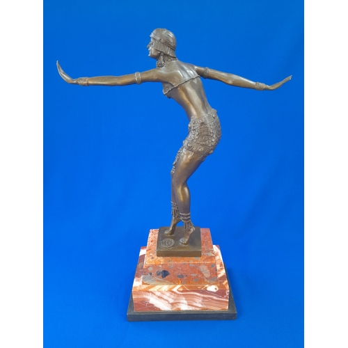 508 - Art Deco Style Bronze Mounted Dancer Figure on Marble Base – signed ‘D. H. Chiparus’