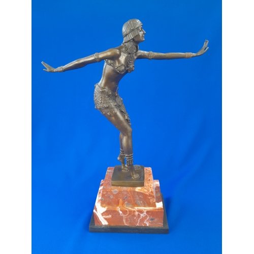 508 - Art Deco Style Bronze Mounted Dancer Figure on Marble Base – signed ‘D. H. Chiparus’