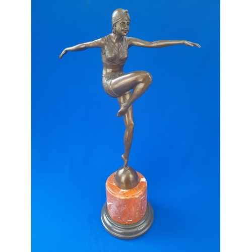 509 - Art Deco Style Bronze Mounted Dancer Figure on Marble Base – signed ‘J Philipp’