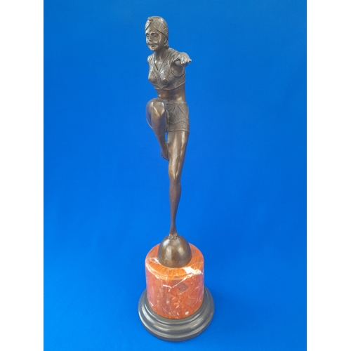 509 - Art Deco Style Bronze Mounted Dancer Figure on Marble Base – signed ‘J Philipp’