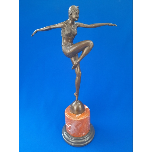 509 - Art Deco Style Bronze Mounted Dancer Figure on Marble Base – signed ‘J Philipp’